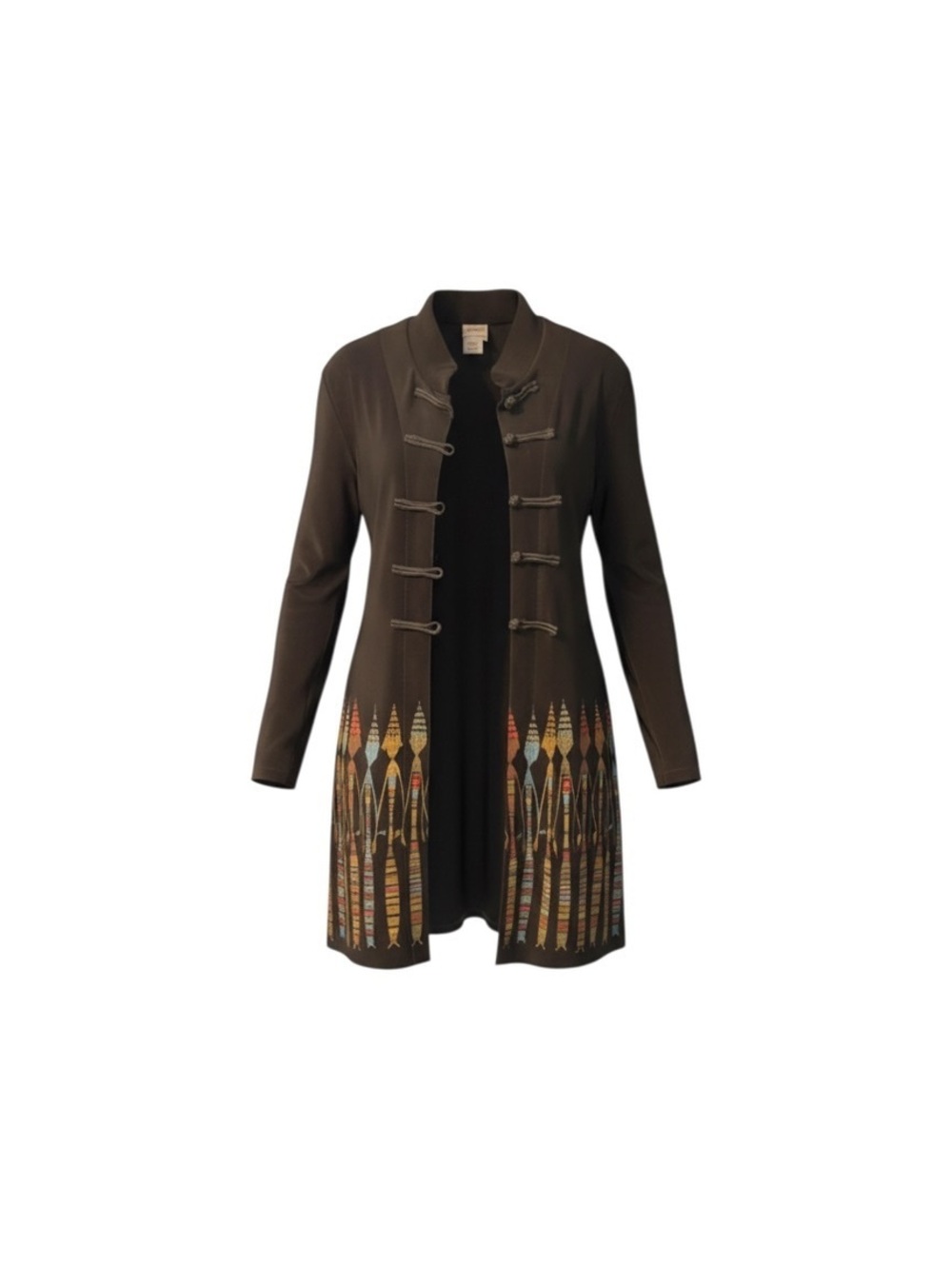 Vintage Black Embroidered Duster Coat – Statement Asian-Inspired Design